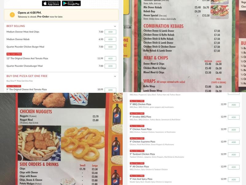 Yummie Yummie Kebab & Pizza Menu