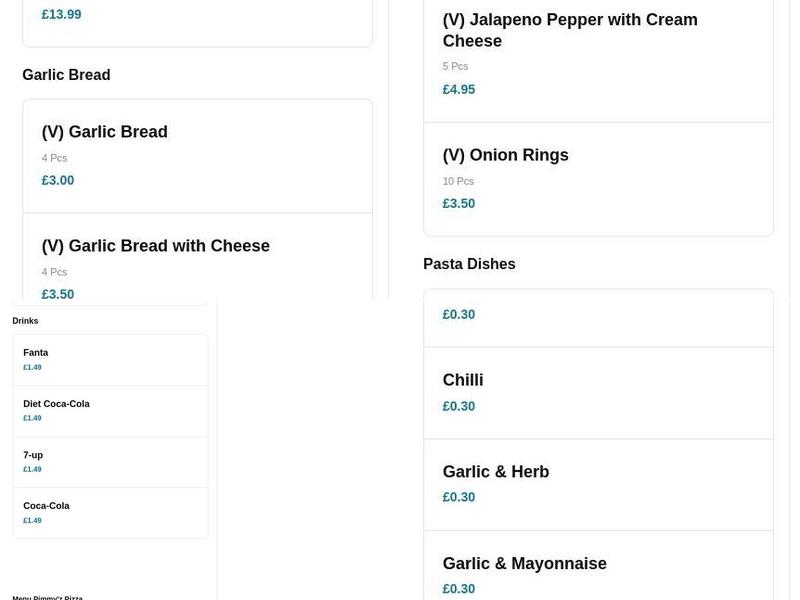 Oregano Leaf Pizzeria Menu