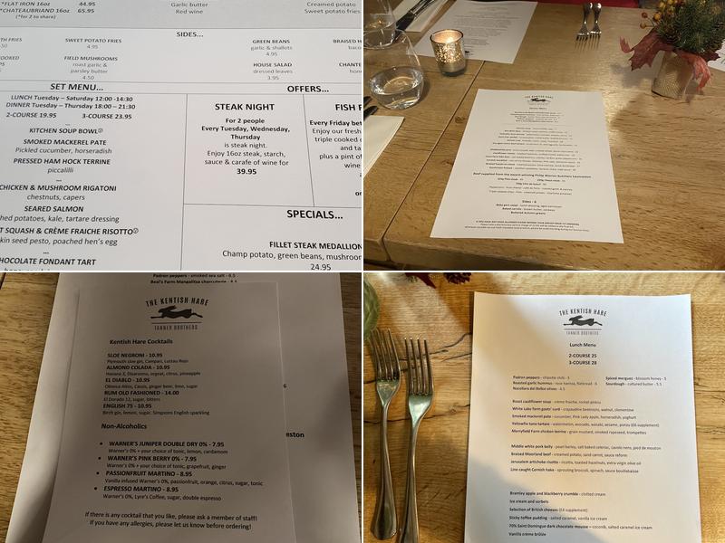 The Kentish Hare Menu