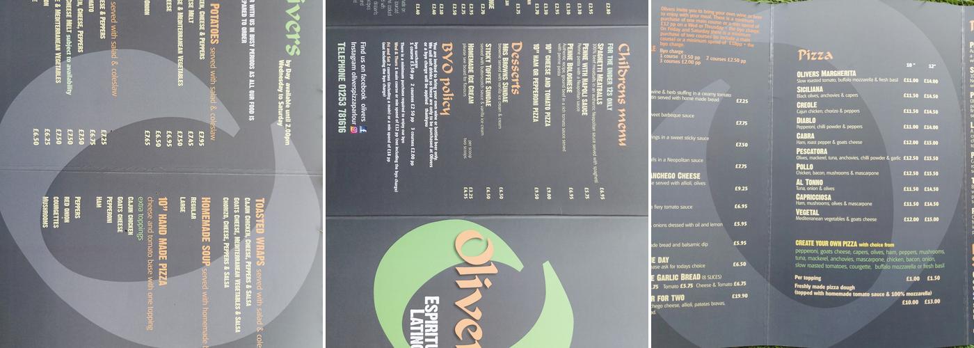 Oliver's Menu