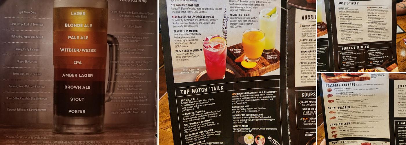 Outback Steakhouse Menu