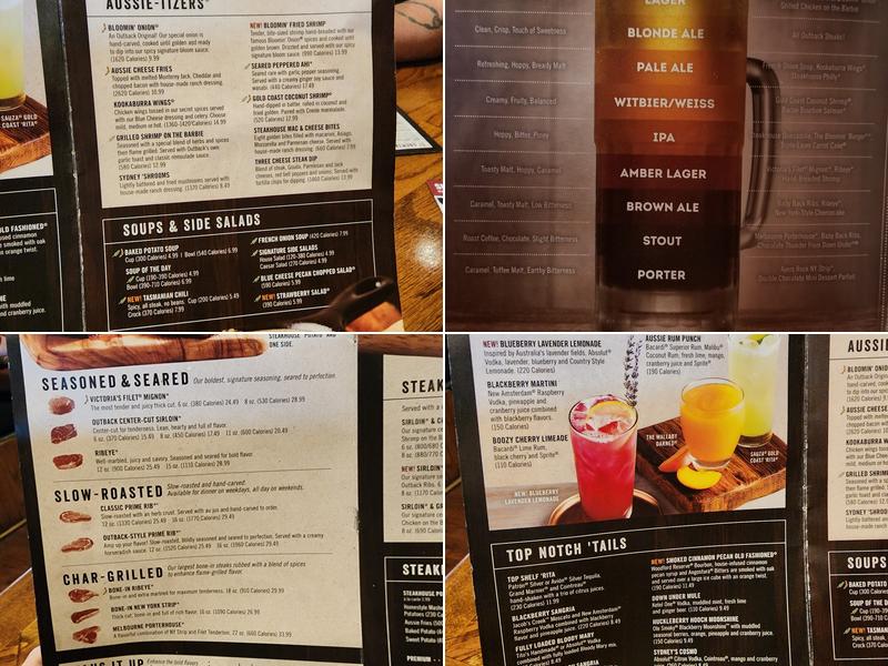 Outback Steakhouse Menu