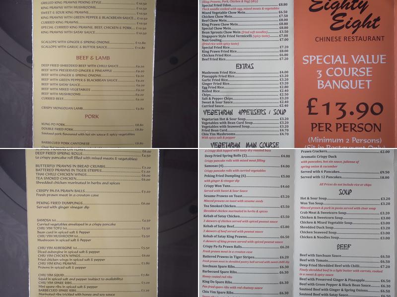 Eighty Eight Chinese Restaurant Menu