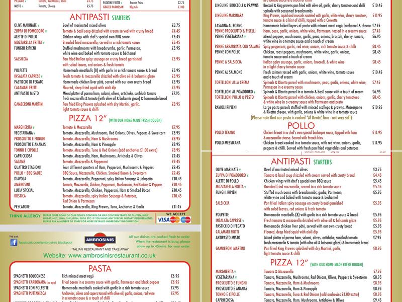 Ambrosini's Menu