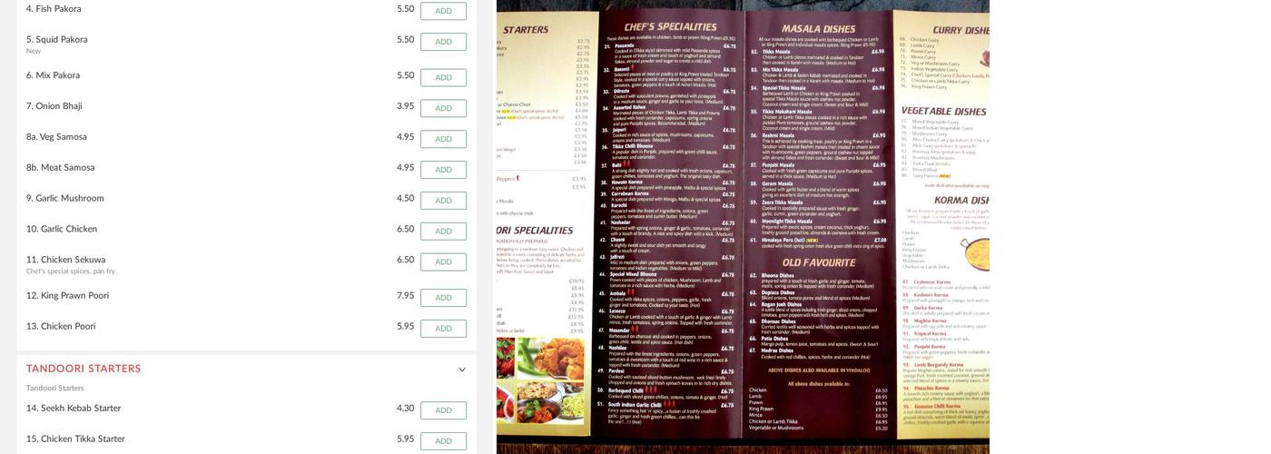 Village Spice Garden Menu