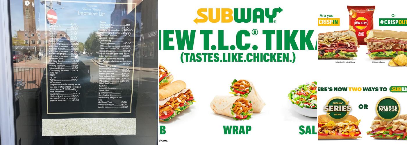 Subway Menu