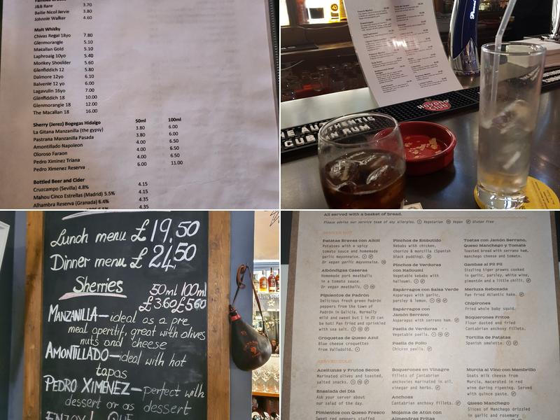 Sol y Sombra Tapas Bar Menu