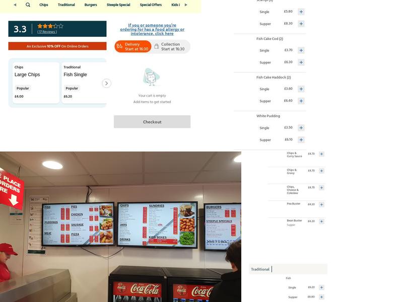 The Steeple Fish Bar Menu