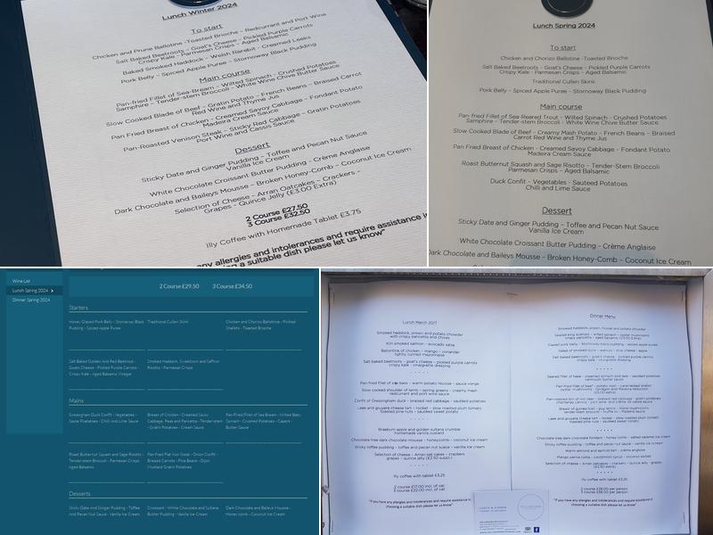 Collinsons Restaurant Menu