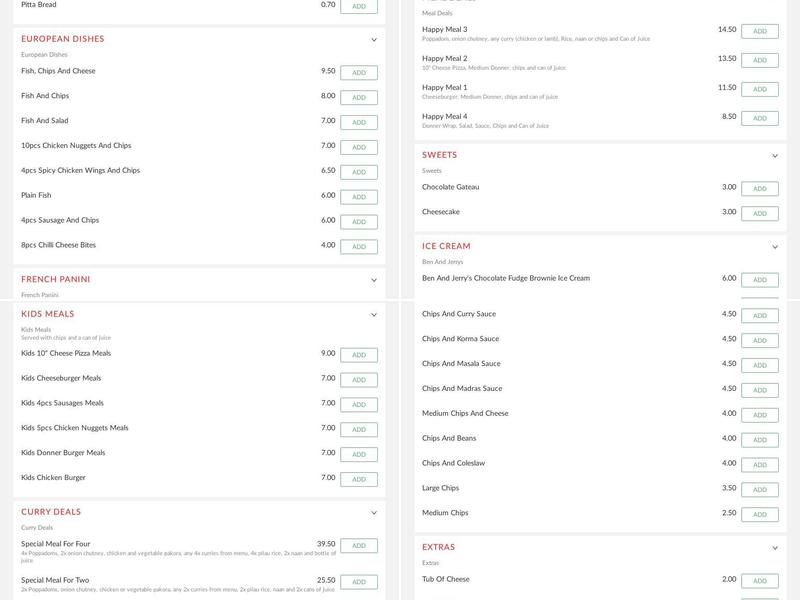 Deewon Takeaway Menu