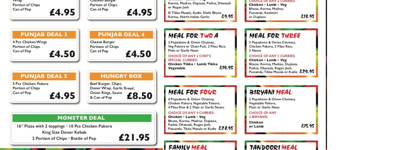 Punjab Tandoori Menu