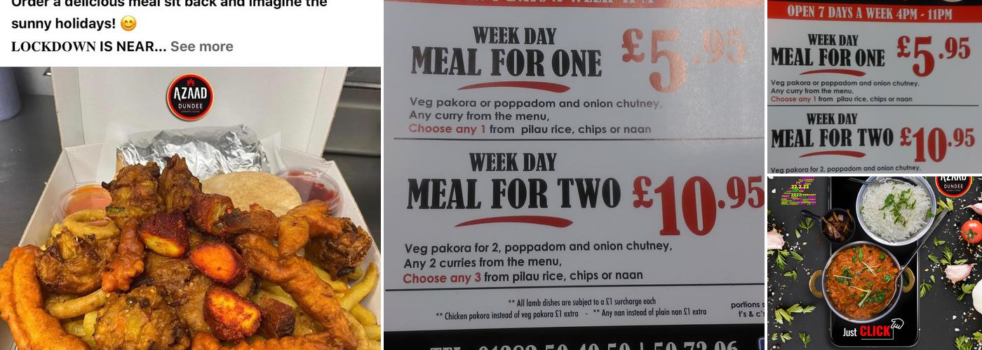 Azaad Tandoori Dundee Menu