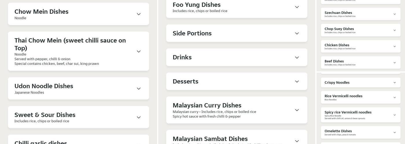 Starry Sky Takeaway Menu