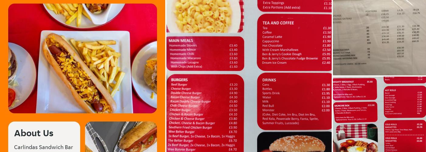 Carlindas Sandwich Bar Menu