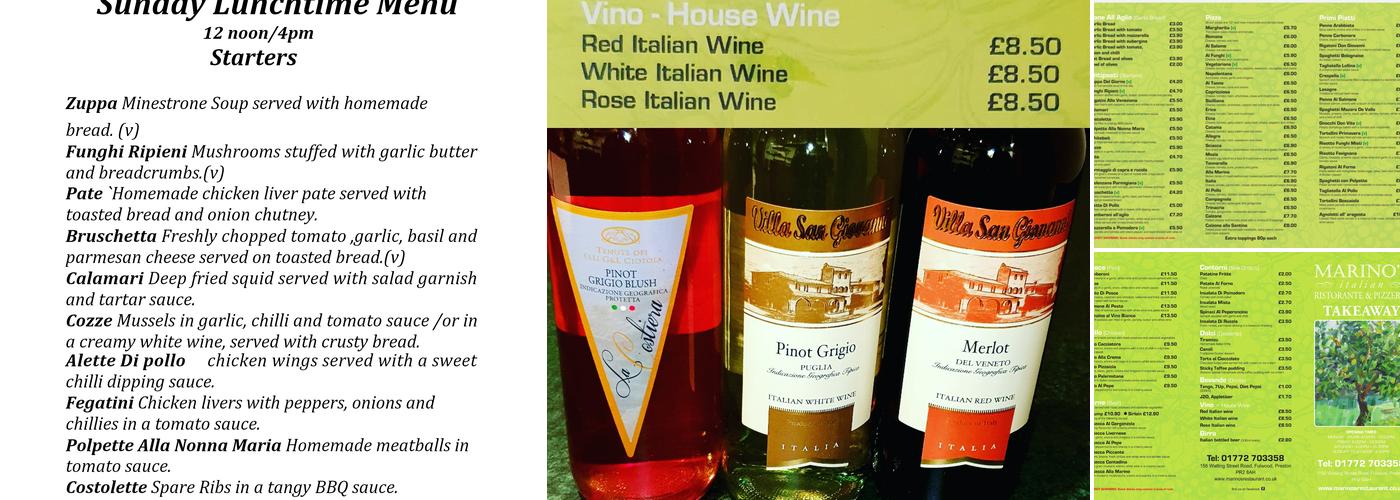 Marino's Italian Ristaurante & Pizzeria Menu