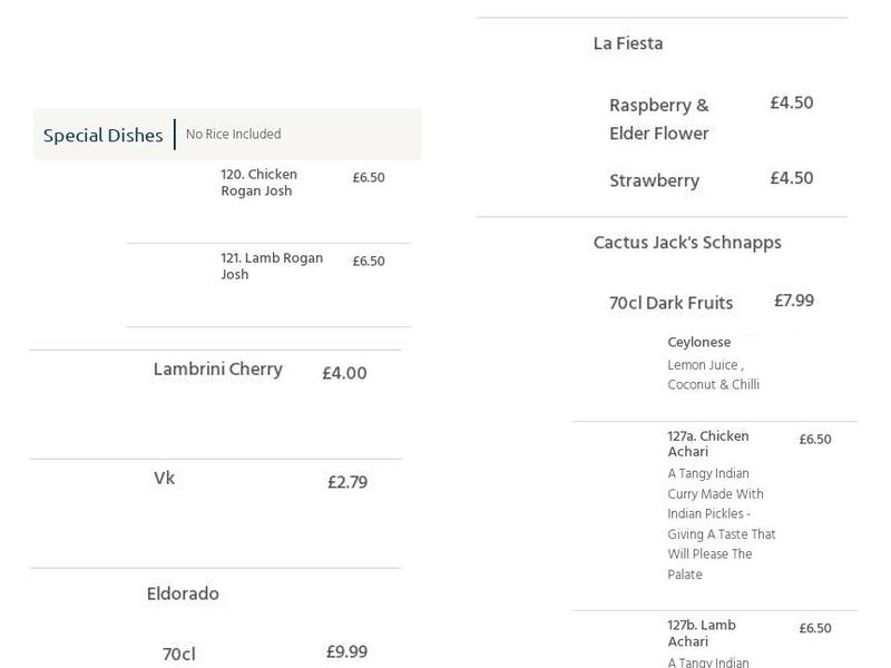 Star Five in One Takeaway Menu