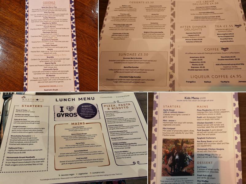 Kastriot's Mediterranean Bar & Grill Menu