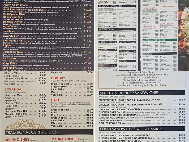Jamuna Indian Takeaway Menu