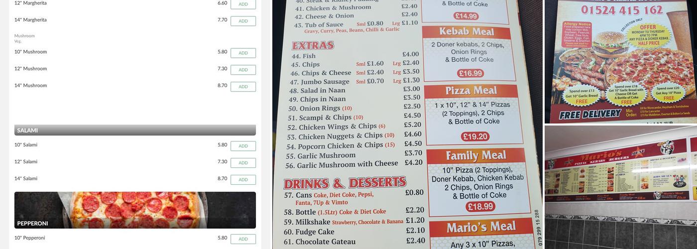 Marios Kebab House Menu