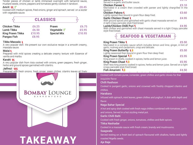 Bombay Lounge Menu