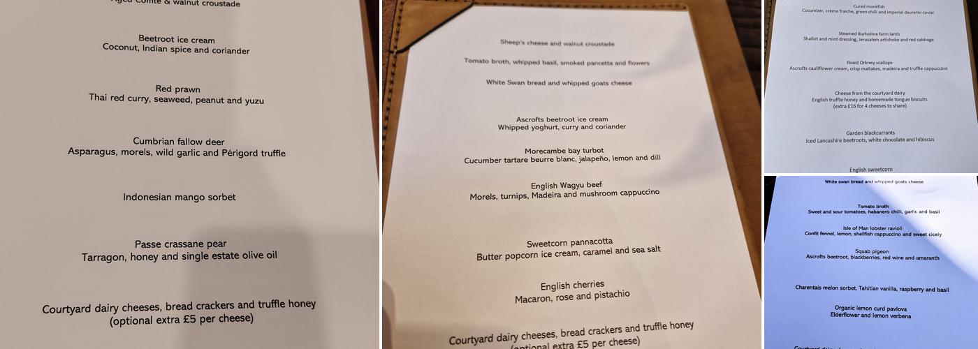 White Swan at Fence Menu