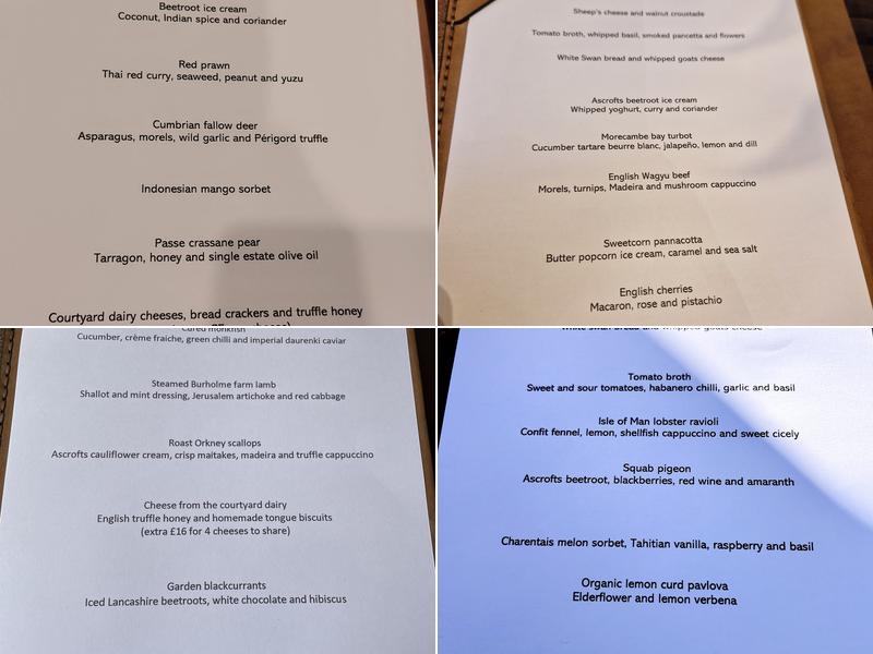 White Swan at Fence Menu