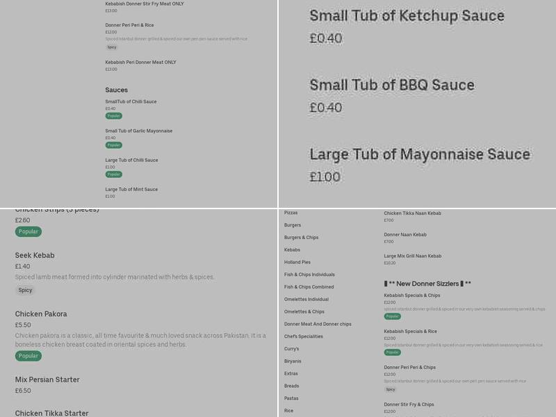 Kebabish Chippy Menu