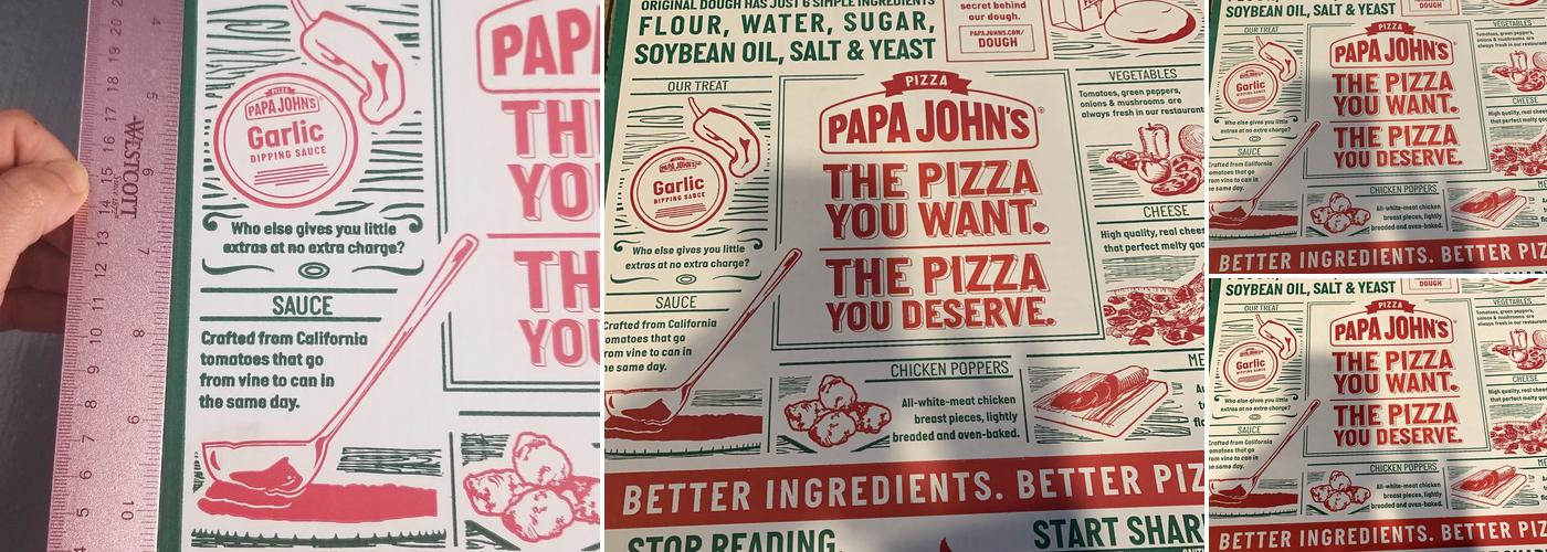 Papa Johns Pizza Menu