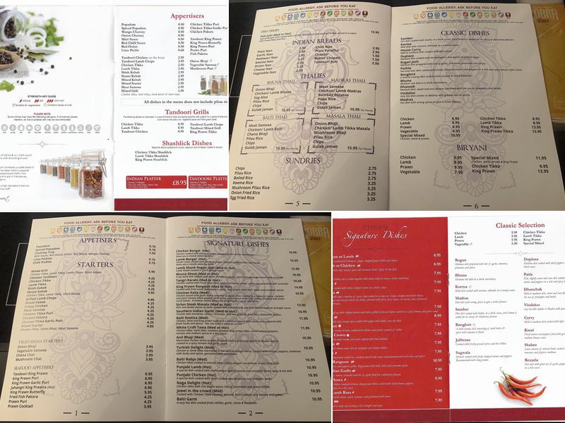 Whitecroft Indian Bar & Restaurant Menu