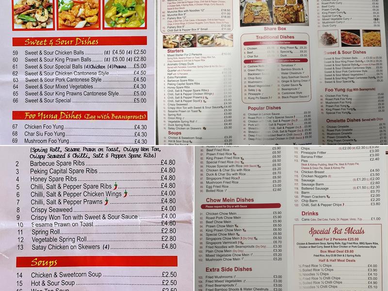 Sweet & Sour Menu
