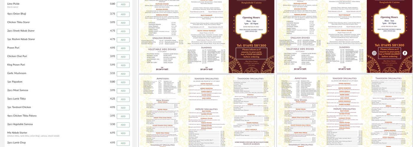 The Shamraat Menu