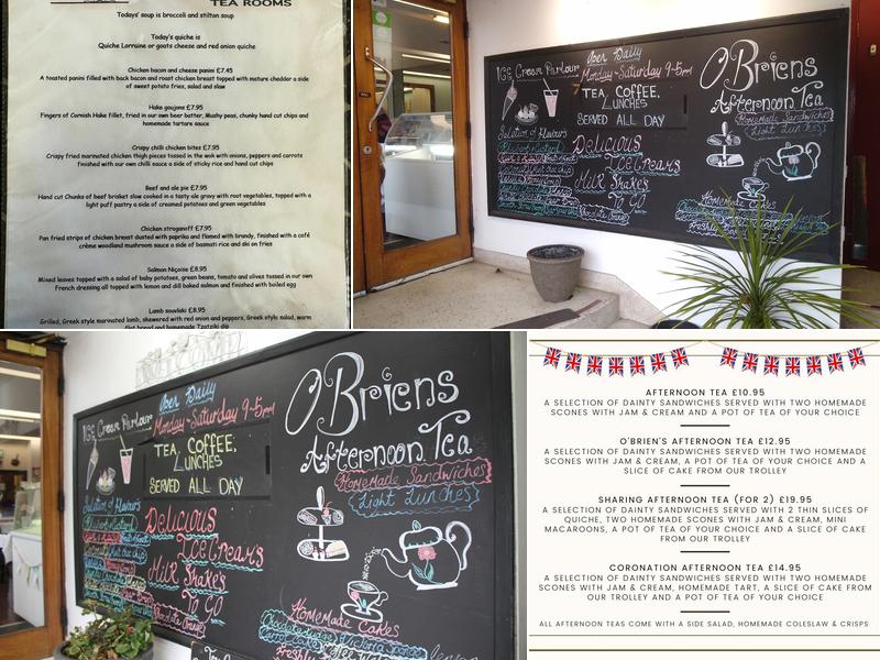 O'Briens Tea Rooms Menu