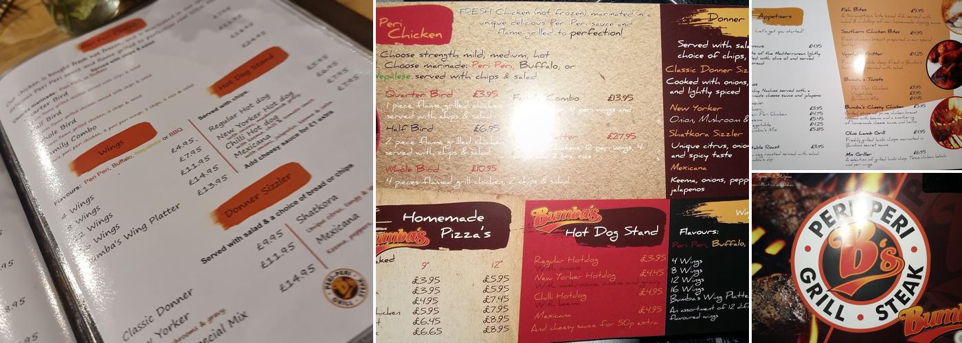 Bumba's Grill Menu