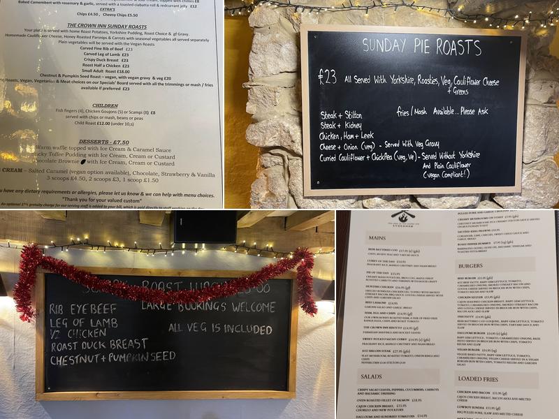 The Crown Inn Menu