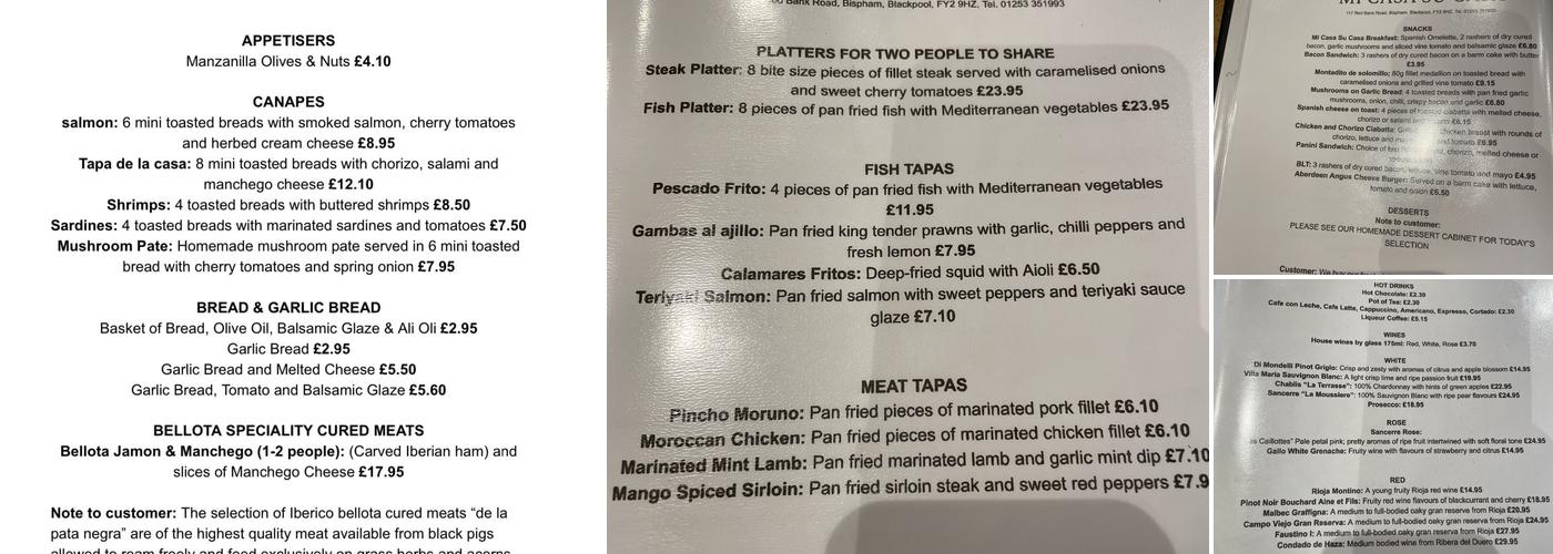 Mi Casa Su Casa Menu