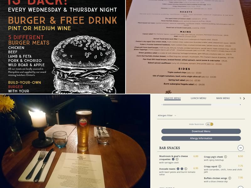 The Six Bells, Thame Menu