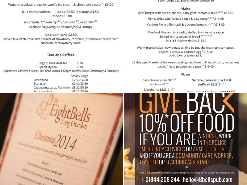 The Eight Bells Menu