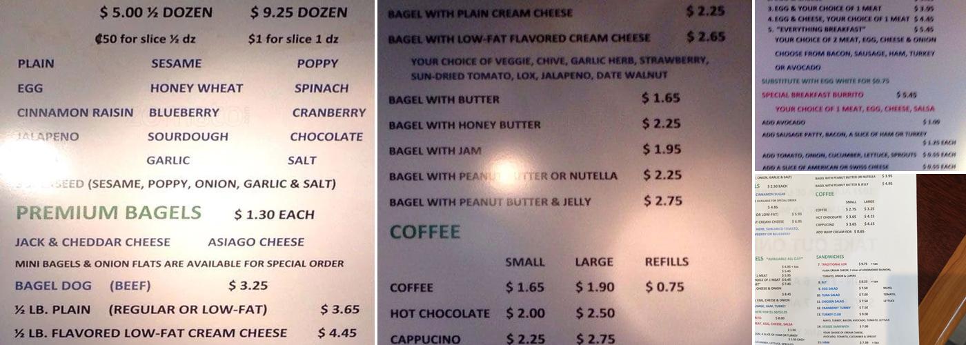 Doc’s Bagels Menu