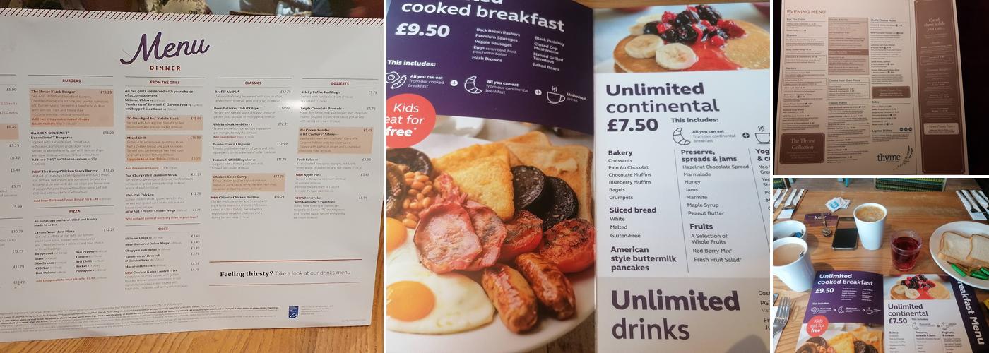 Premier Inn Newbury Town Centre South (A339) hotel Menu