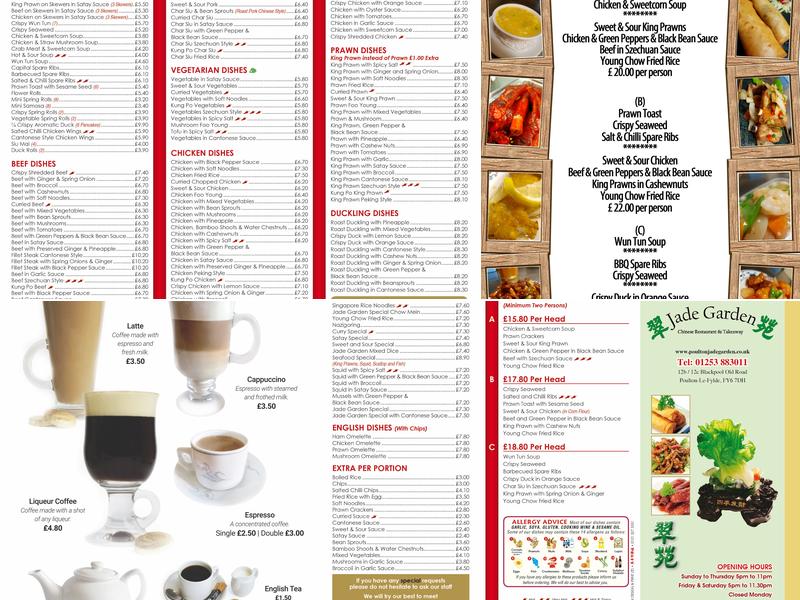 Jade Garden Poulton Menu