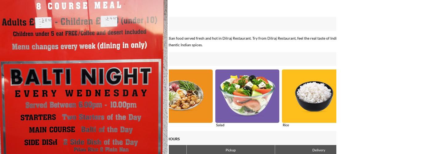 Dilraj Restaurant Menu
