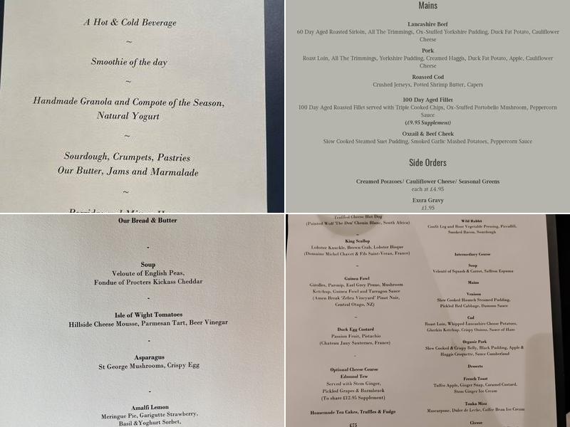 Freemasons At Wiswell Menu