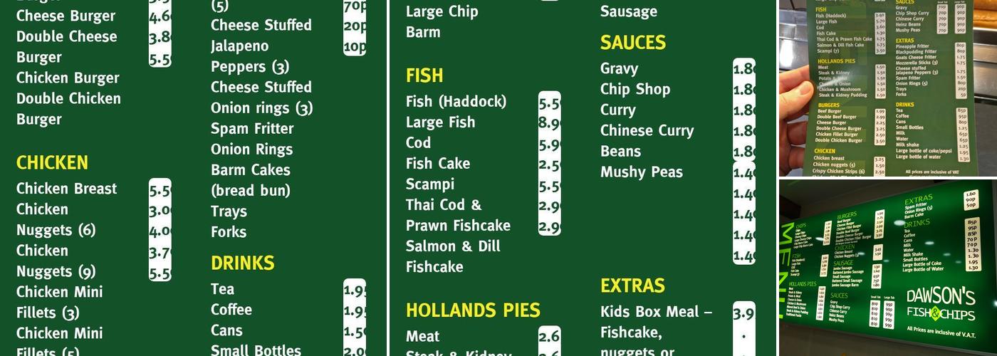 Dawson's Fish & Chips Menu
