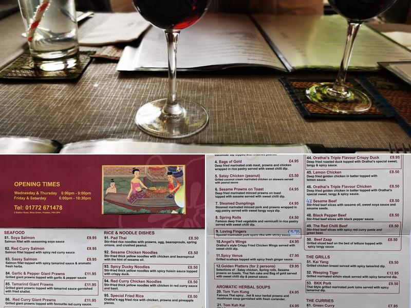 Orathai Restaurant Menu