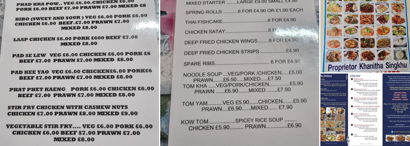 Thai Food & Spice Menu