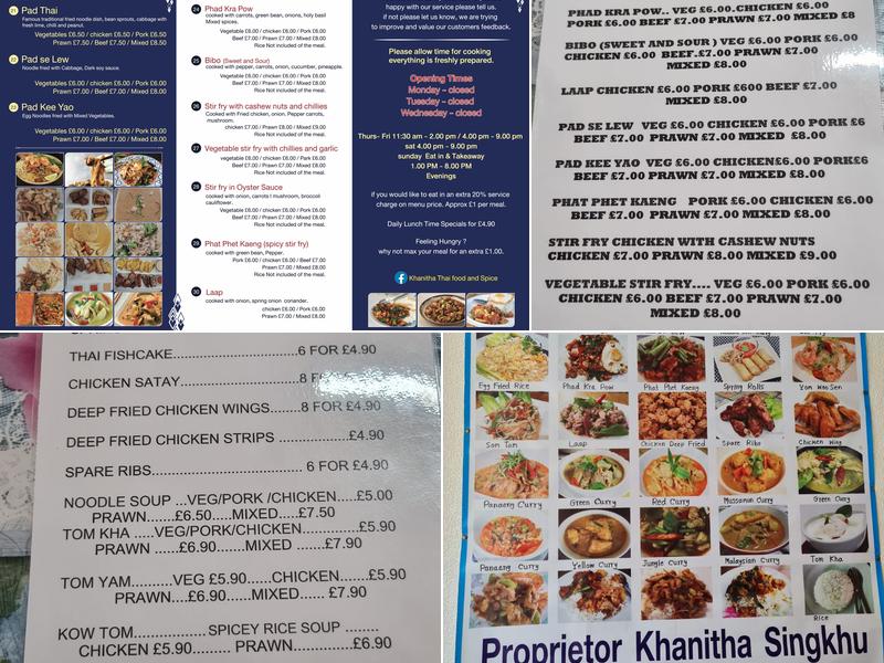 Thai Food & Spice Menu