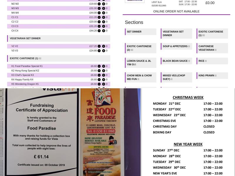Food Paradise Menu