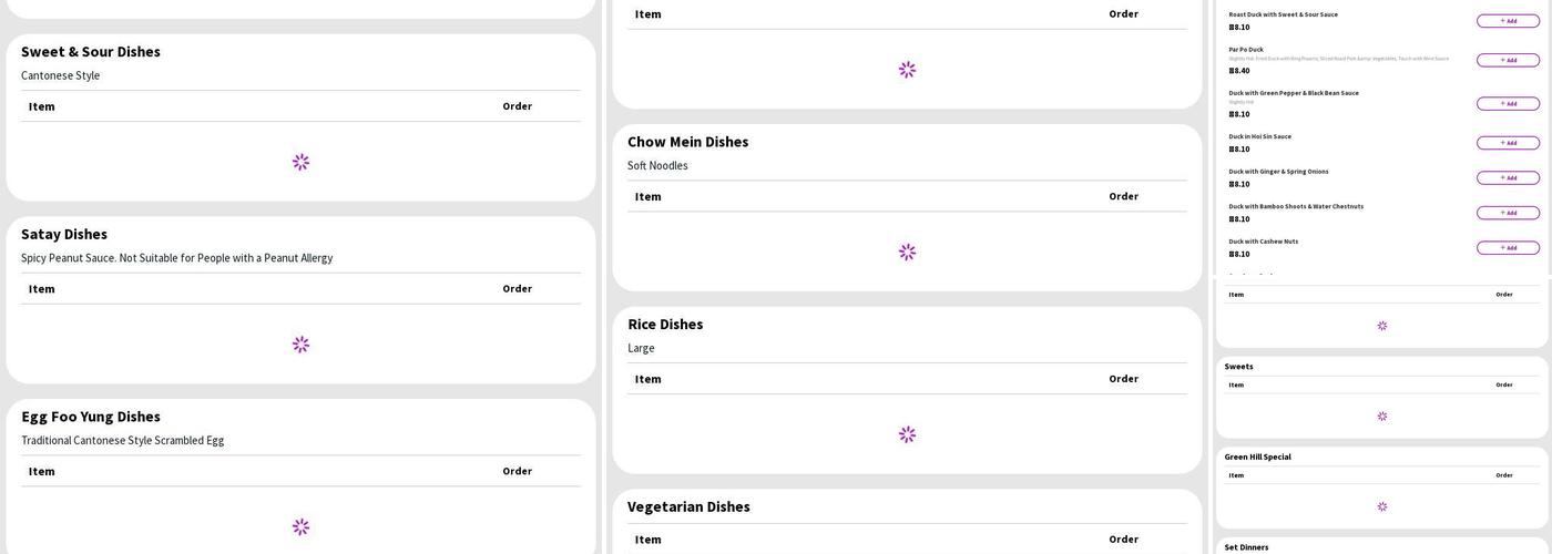 Green Hill Chinese Menu
