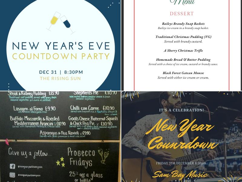 The Rising Sun Inn Menu