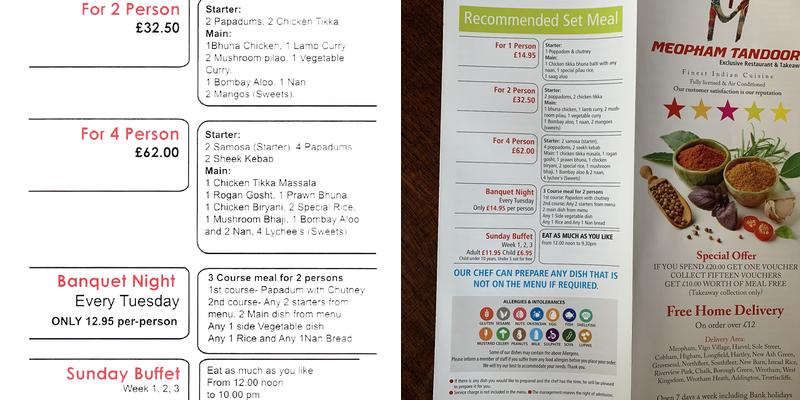 Meopham Tandoori Menu